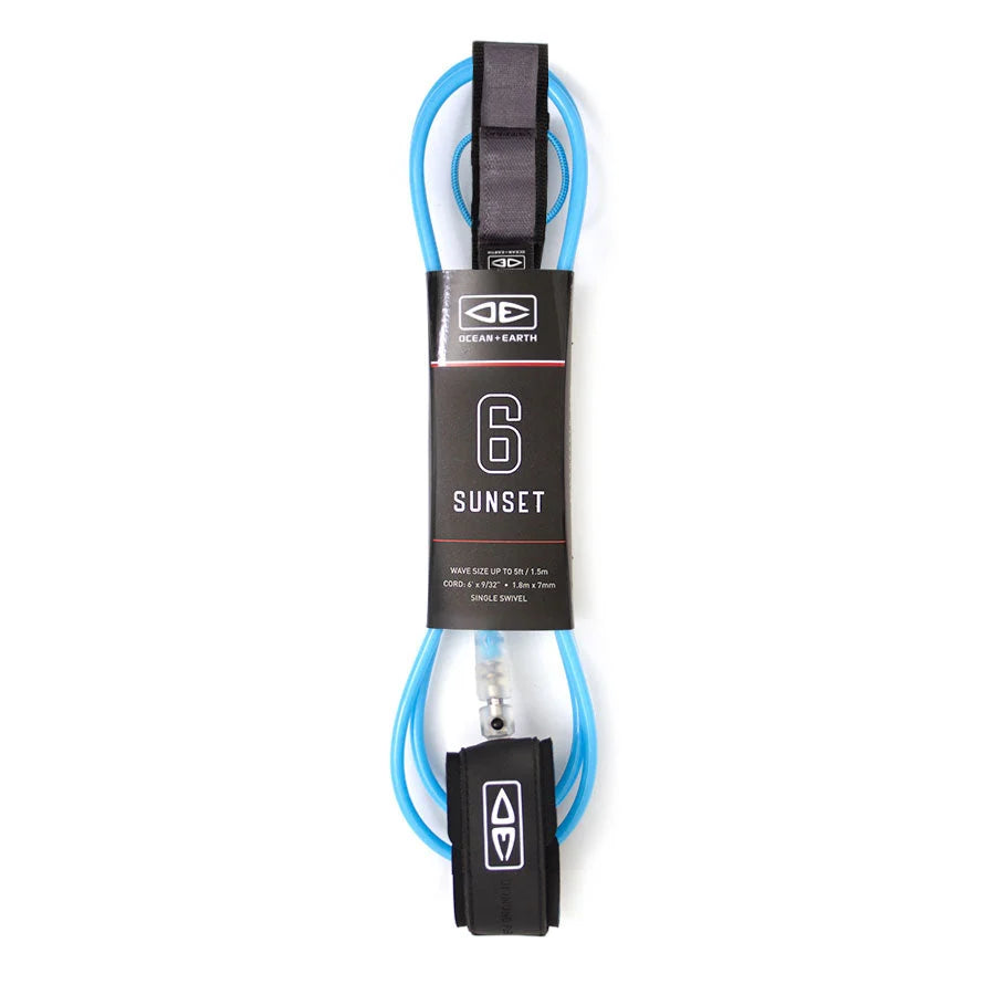 רצועת גלשן OCEAN & EARTH DAIMOND FLEX כחולה עם רצועה שחורה ומידת 6'0