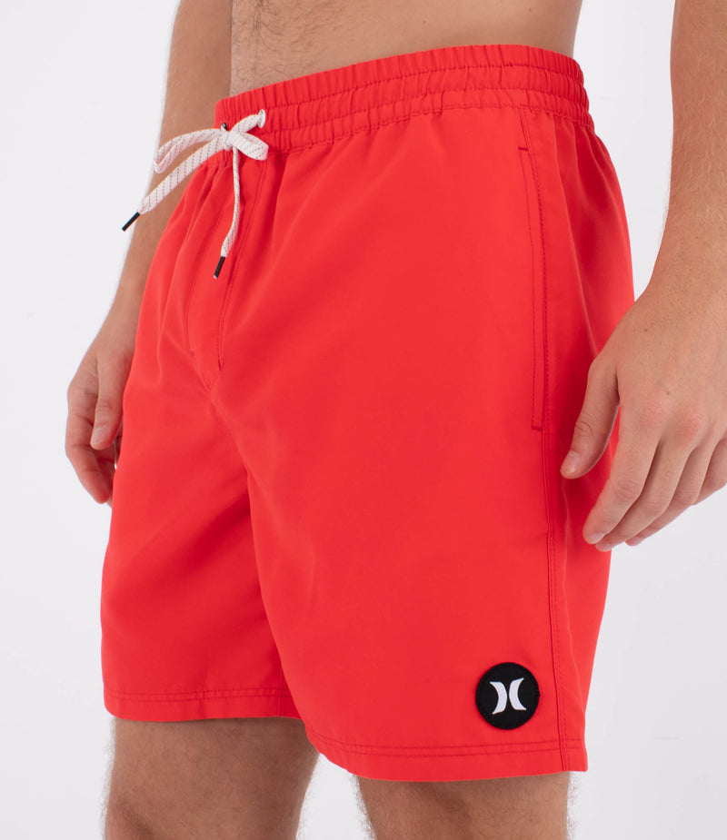 HURLEY מכנס בגד ים אדום באורך 17 אינץ׳ עם שרוך קשירה לבן