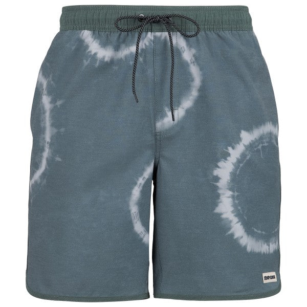 מכנסי גלישה RIP CURL תכלת בגזרת ווליי, מותן אלסטי עם שרוך והדפס טאי-דיי