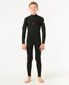 חליפת גלישה ילדים Rip Curl שחורה 4/3 עם רוכסן קדמי וצווארון גבוה
