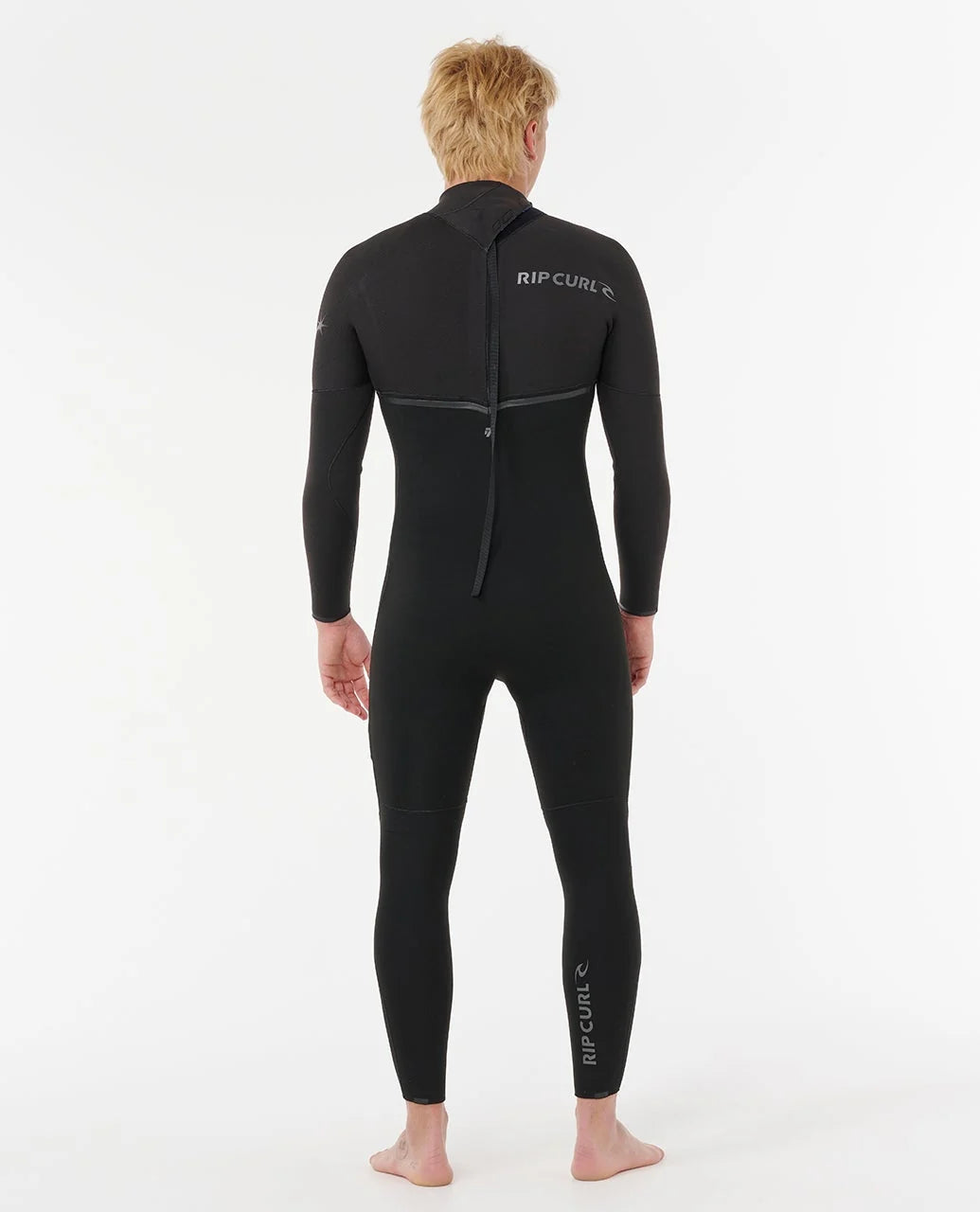 חליפת גלישה לגברים שחורה עם רוכסן בגב והדפס RIP CURL
