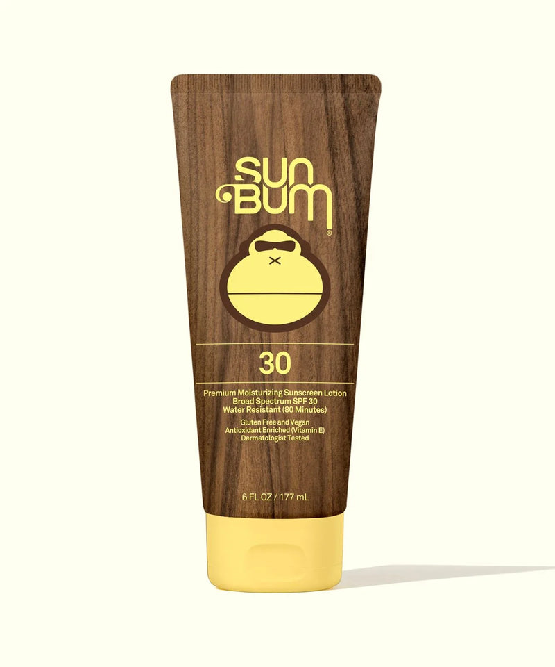 קרם הגנה SUN BUM SPF 30, שפופרת חומה עם הדפס 30 ופקק צהוב