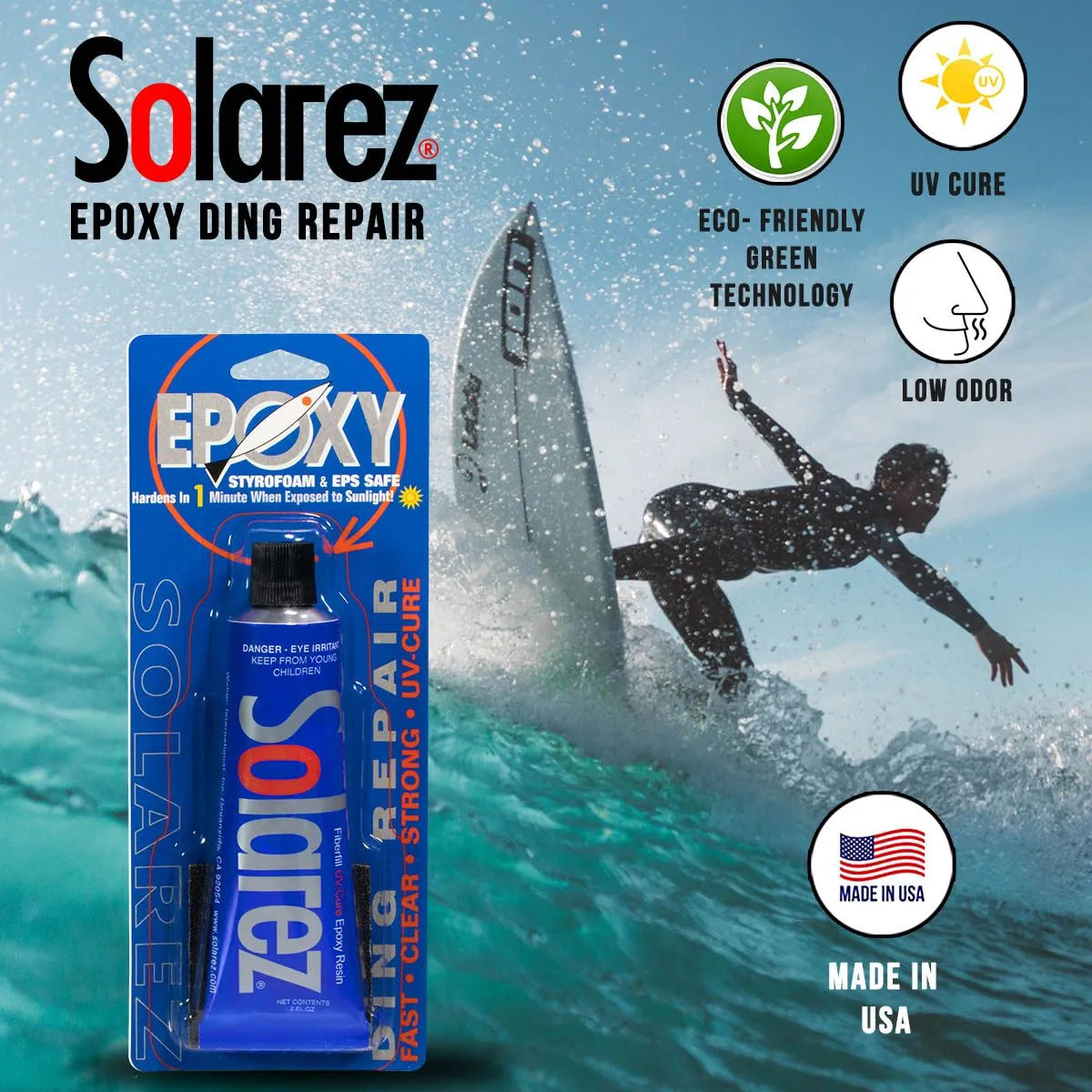 אריזת צינור אפוקסי Solarez לתיקון שקעים, עם סמלי UV וידידותית לסביבה